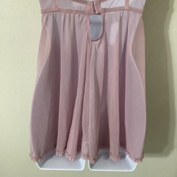 Native Pink Coquette Dollette Rhinestone Romantic Babydoll Ruffle Slip 36C - Picture 7 of 11